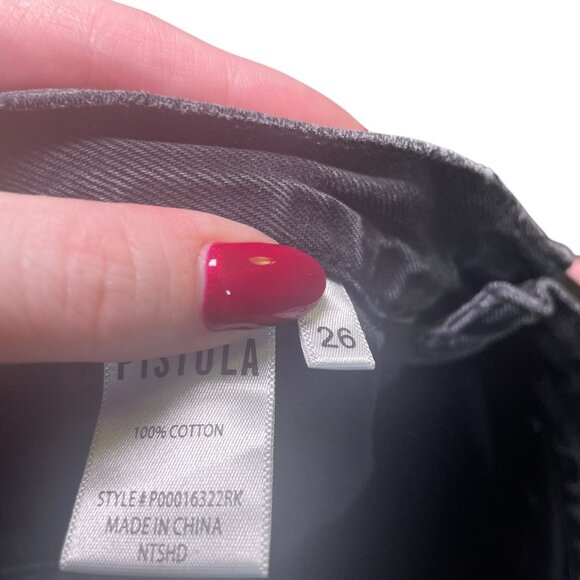 Pistola Cassie Super High Rise Straight Black Distressed Jeans Size 26 - Picture 3 of 8